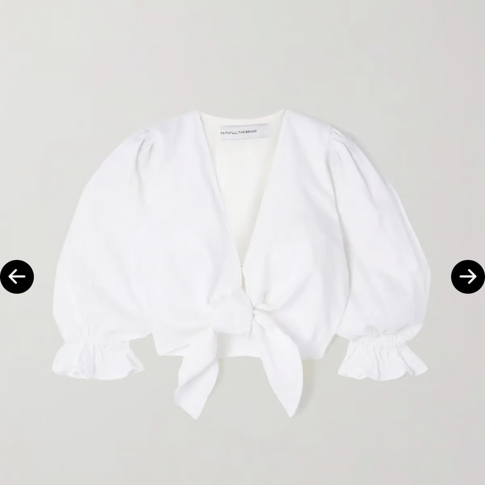 Faithfull the Brand Jacinta cropped tie-front linen top